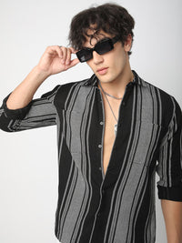 VASTRADO Men Classic Spread Collar Multi Striped Cotton Slim Fit Casual Shirt