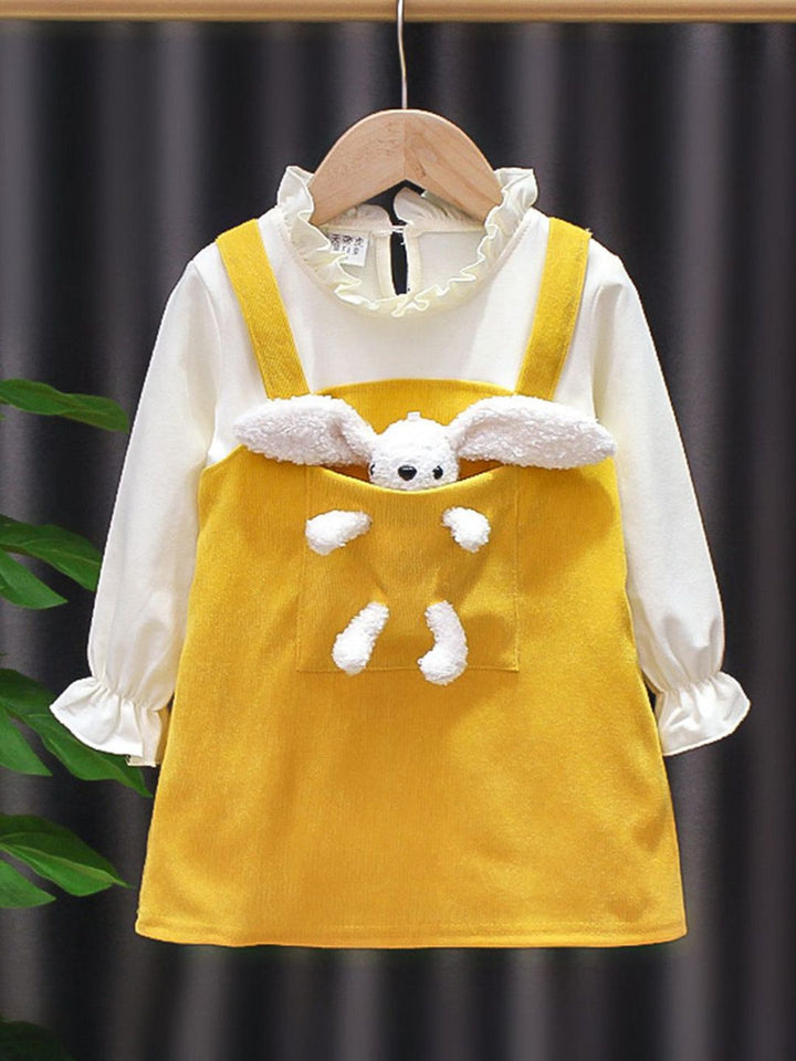 YK Girls Cotton Colourblocked T-shirt Dress