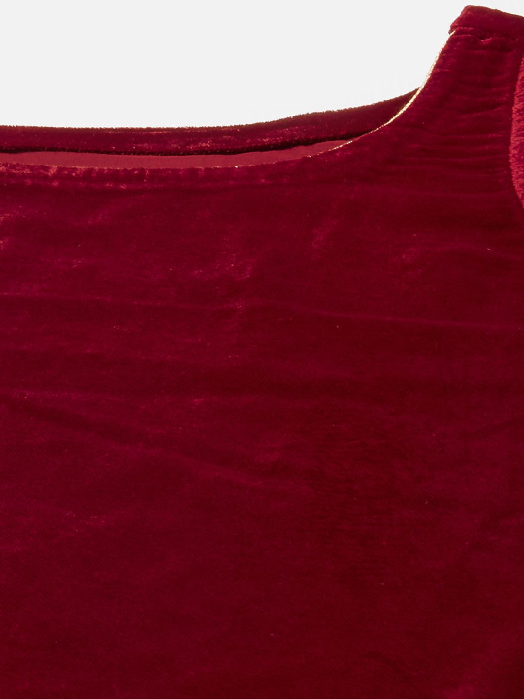 KALINI Ethnic Motifs Embroidered Velvet Straight Kurta With Trousers & Dupatta