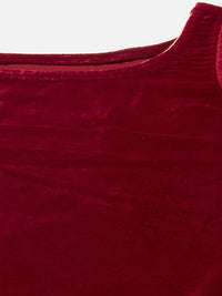 KALINI Ethnic Motifs Embroidered Velvet Straight Kurta With Trousers & Dupatta
