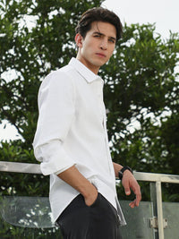 Campus Sutra Comfort Textured Spread Collar Casual Shirt