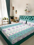 KLOTTHE Ombre Kapas Bunga Hijau 300 TC Cadar Tempat Tidur King Halus dengan 2 Sarung Bantal-250 x 225 cm