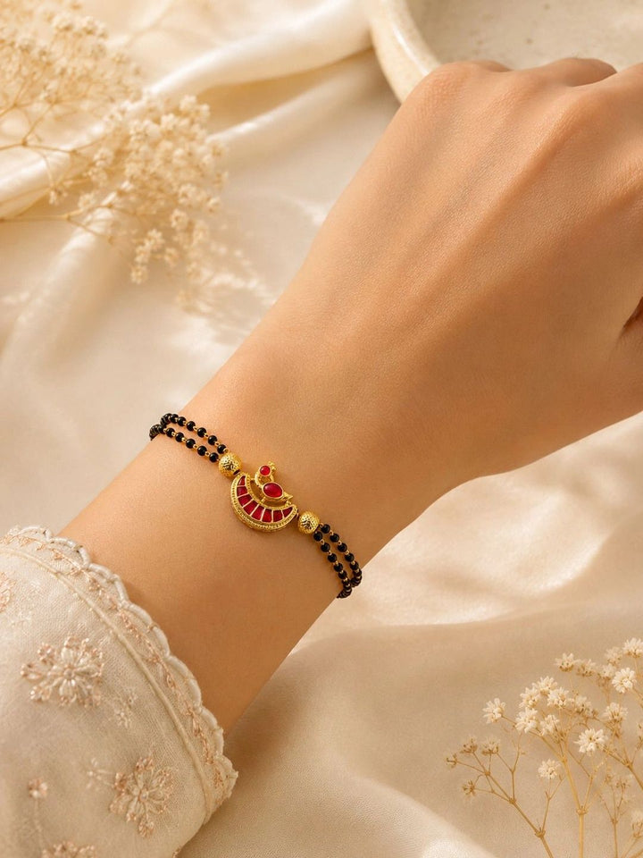 PANASH Women Brass Enamelled Gold-Plated Multistrand Bracelet