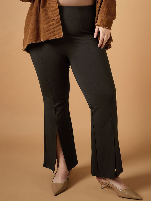 SASSAFRAS Curve Women Comfort Slim Fit High-Rise Trousers