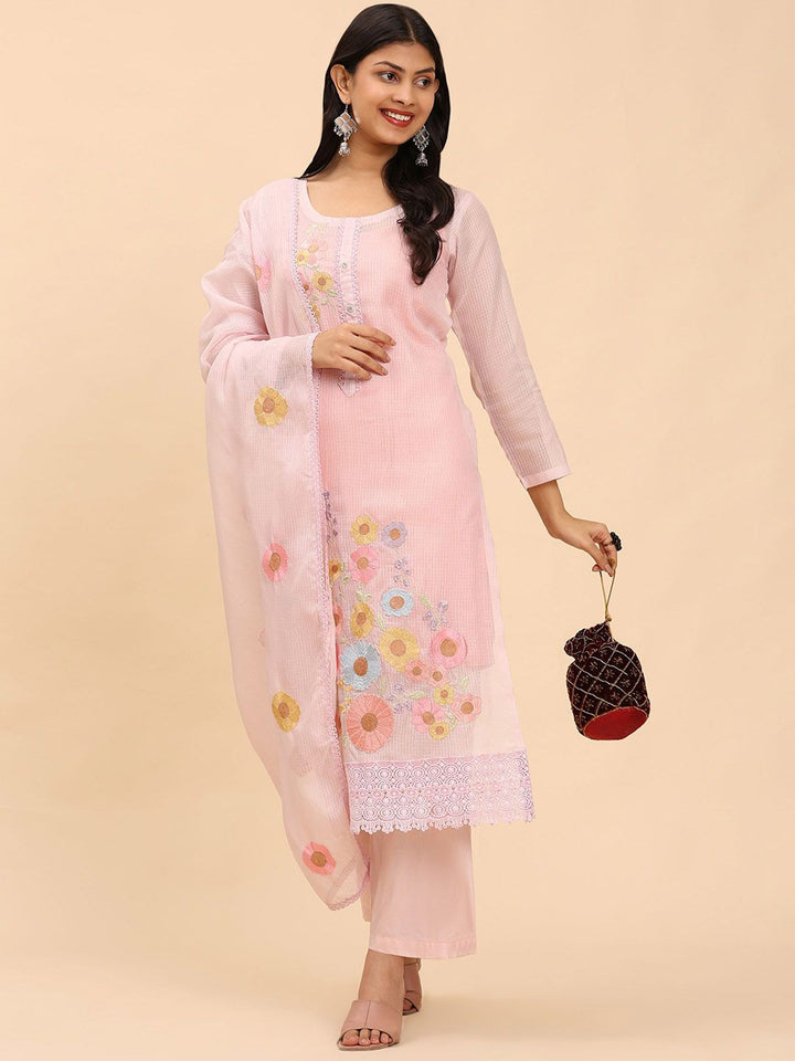 Mamicha Women Floral Regular Pure Cotton Kurta with Palazzos & With Dupatta