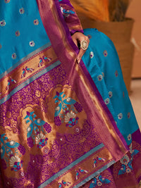 KALINI Woven Design Zari Silk Blend Paithani Saree With Blouse Piece