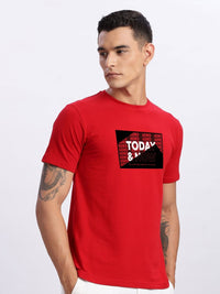 ADRO Typography Printed Round Neck Cotton T-shirt