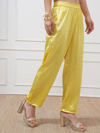 Vishudh Women Lime Embroidered Tunic with Regular Pants Co-Ord Set