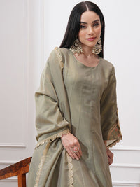 Vishudh Women Ethnic Motifs Embroidered Regular Kurta with Trousers & With Dupatta