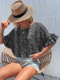 DressBerry Leopard Print Ruffled Detail Top