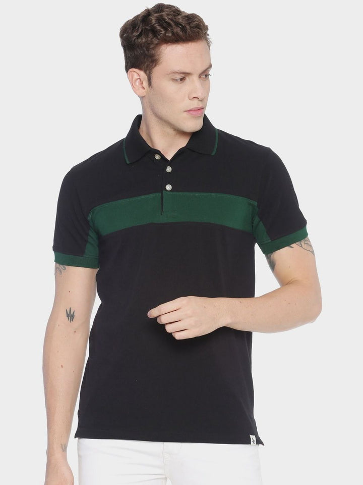 ADRO Men Colourblocked Polo Collar T-shirt