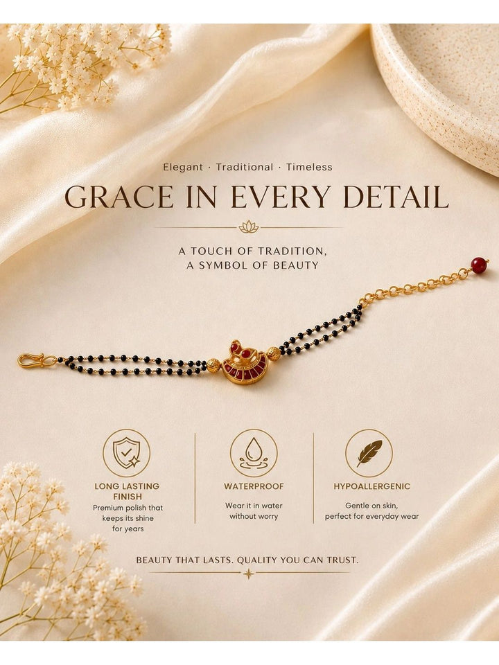 PANASH Women Brass Enamelled Gold-Plated Multistrand Bracelet