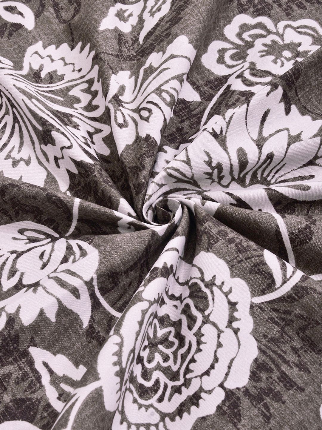 KLOTTHE Brown Floral Printed 300 TC King  Bedsheets