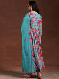 Libas Women Floral Printed Pleated Sequinned Kurta with Trousers & With Dupatta