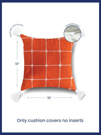 URBAN SPACE Orange & White 2 Pieces Embroidered Square Cushion Covers