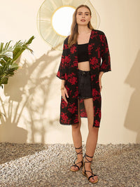 Berrylush Women Printed Longline Shrug