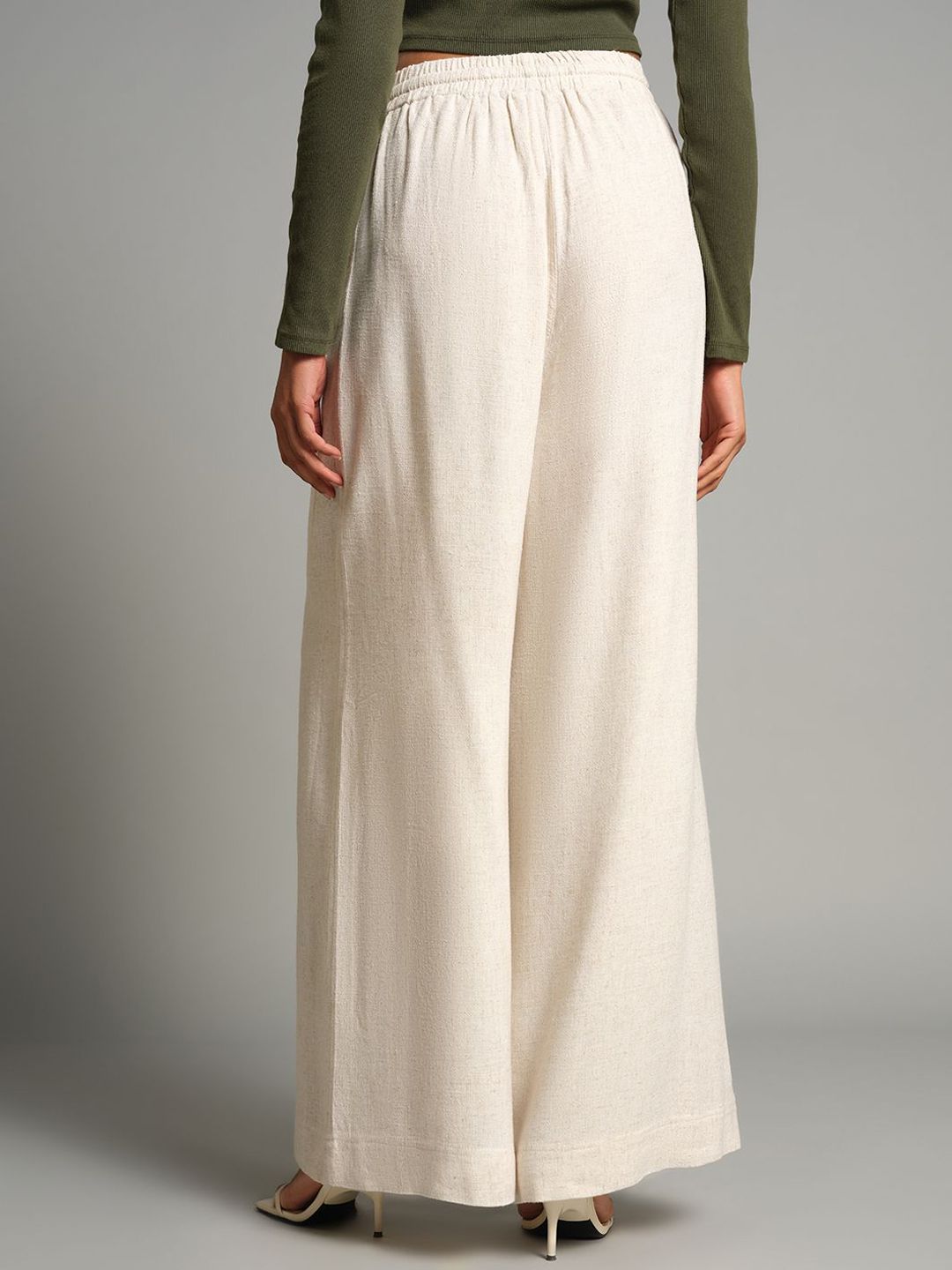 AND Women Solid High-Rise Culottes Trousers