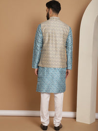 Anouk Woven Design Ethnic Motifs Regular Kurta with Churidar & Nehru jacket