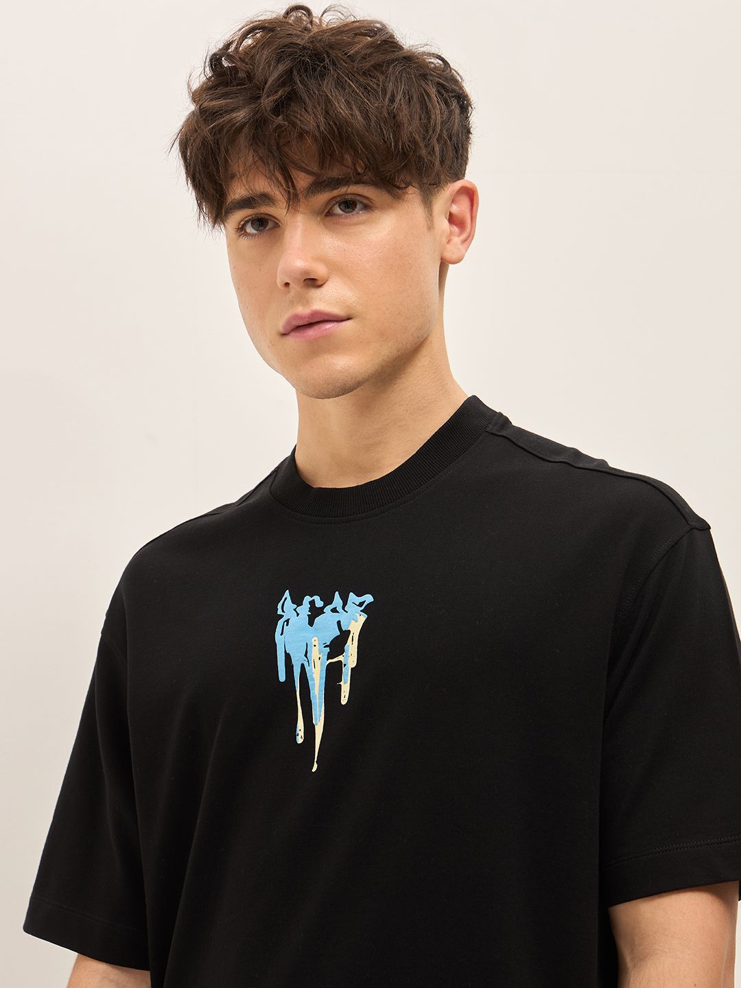 THE BEAR HOUSE Abstract Printed Drop Shoulder Sleeves Cotton Oversized T-shirt