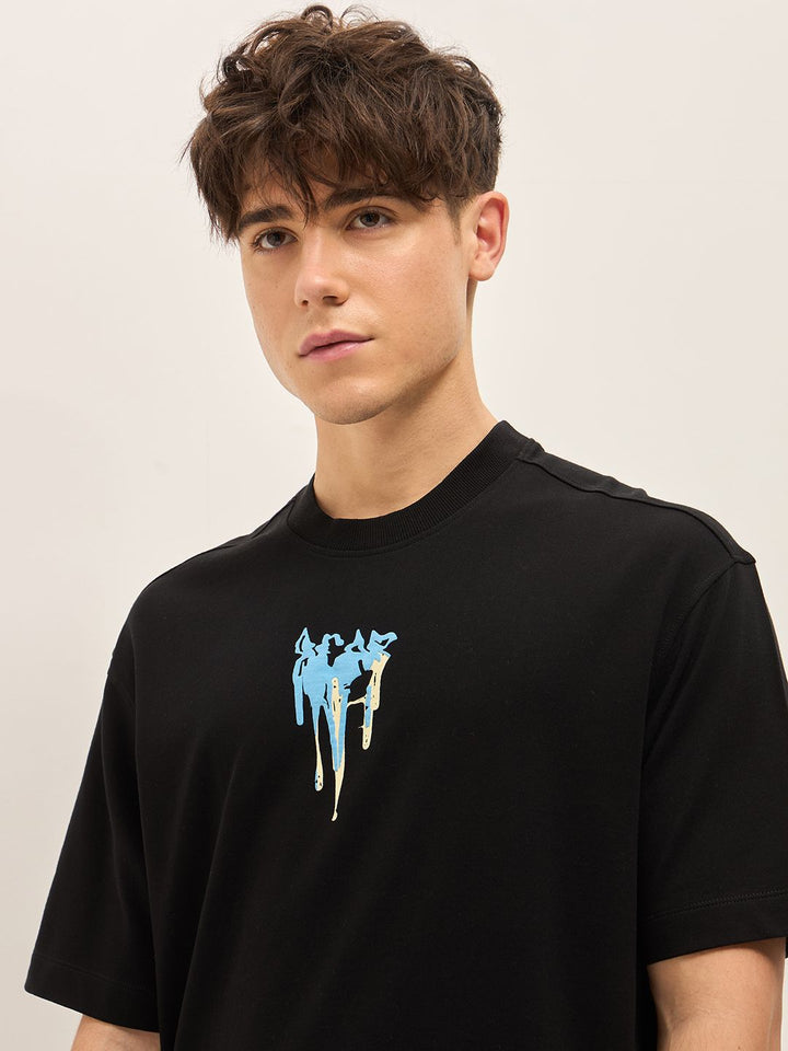 THE BEAR HOUSE Abstract Printed Drop Shoulder Sleeves Cotton Oversized T-shirt