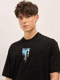 THE BEAR HOUSE Abstract Printed Drop Shoulder Sleeves Cotton Oversized T-shirt