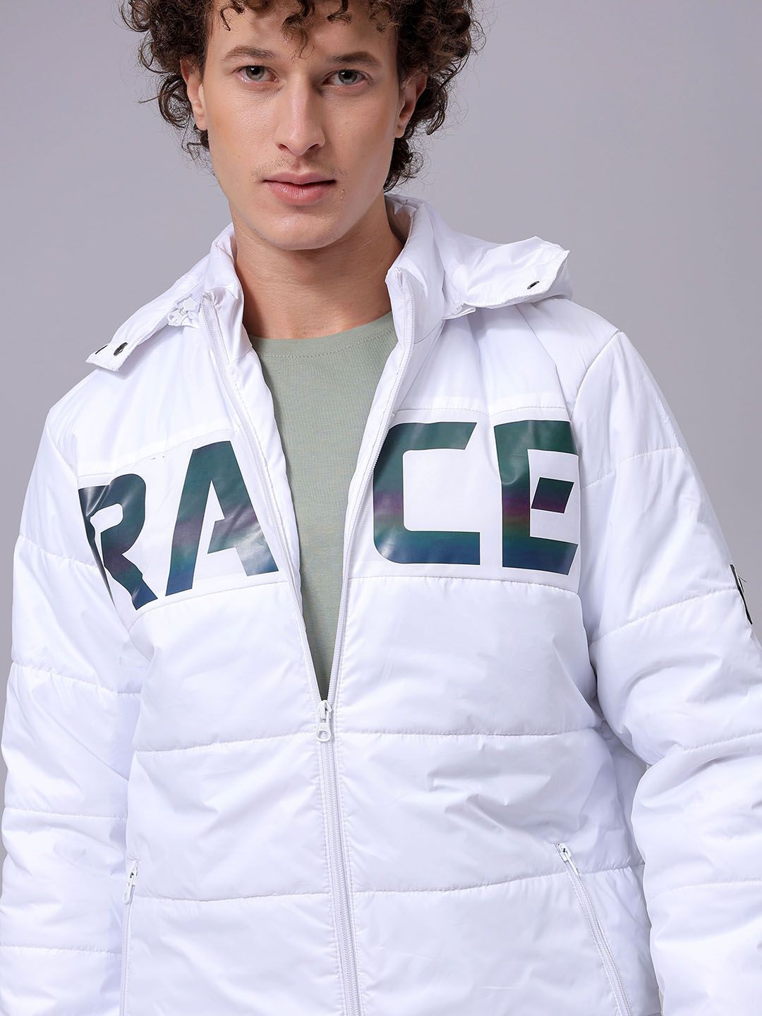 The Indian Garage Co Men Puffer Jacket with Patchwork