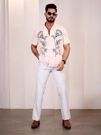Eszett Floral Printed Cutaway Collar Baju Kapas Tulen Kasual