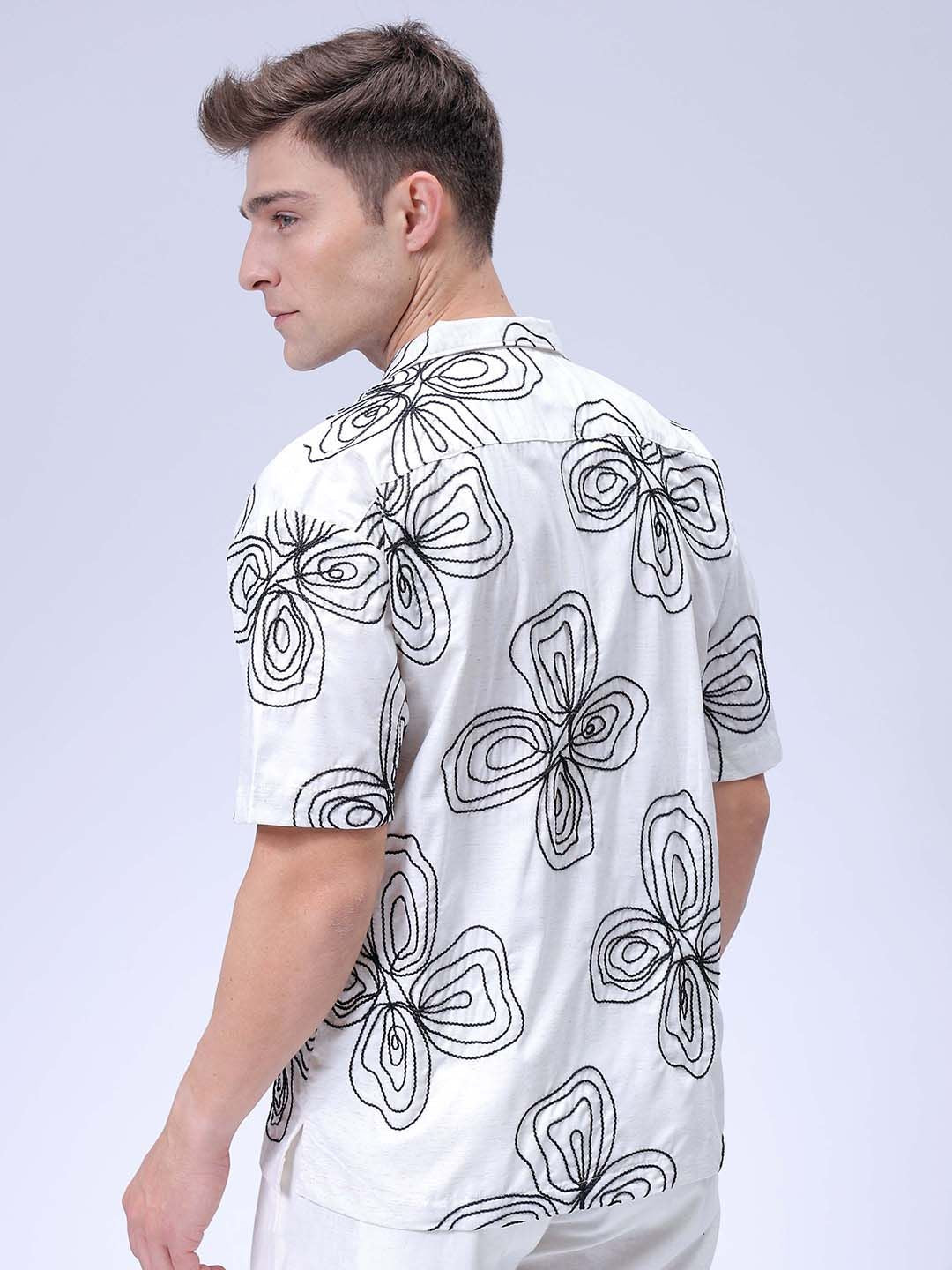 The Indian Garage Co Men Relaxed Fit Cuban Collar Floral Printed Casual Shirt