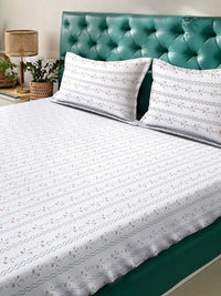 Myntra Elegant Homes White Floral 400 TC Bedsheet with 2 Pillow Covers
