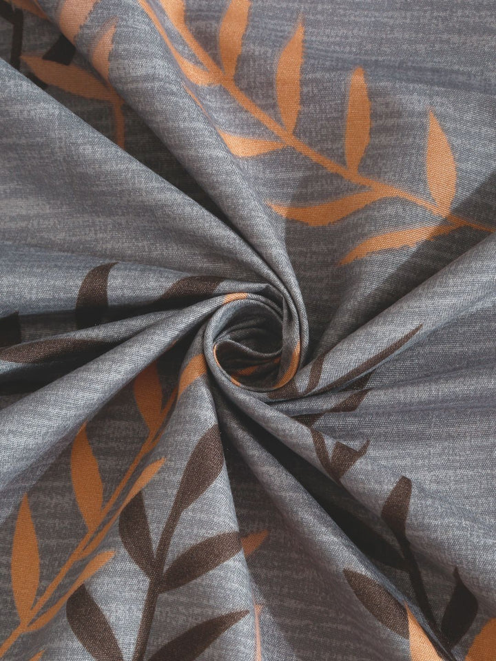 Aura Grey Floral Polycotton 300 TC King Fine Bedsheet with 2 Pillow Covers-98 x 89 inches