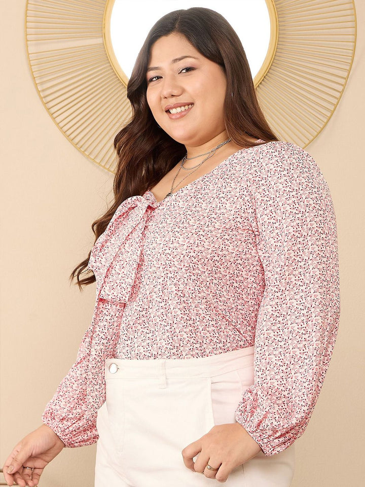 Berrylush Curve Floral Printed Plus Size Top