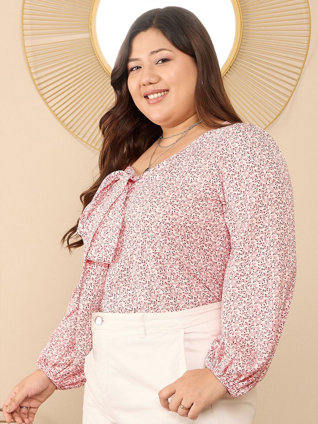 Berrylush Curve Floral Printed Plus Size Top