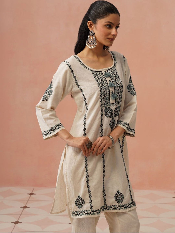 House of Chikankari Women Ethnic Motifs Embroidered Thread Work Kurta