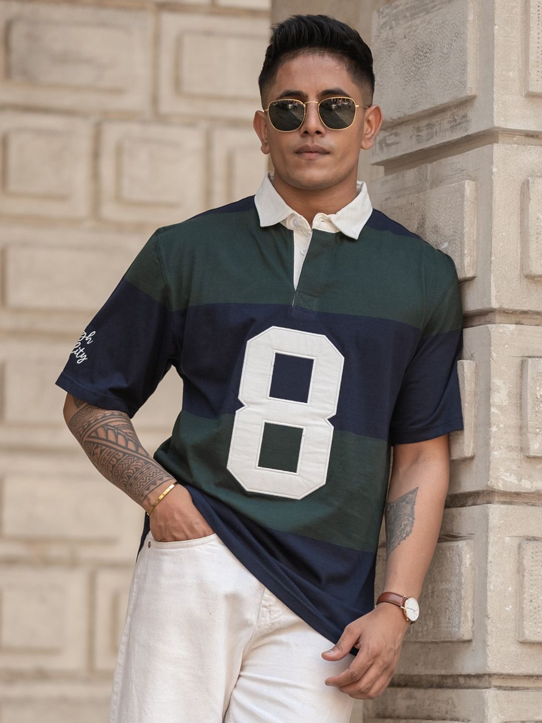 Powerlook Men Colourblocked Polo Collar Pure Cotton T-shirt