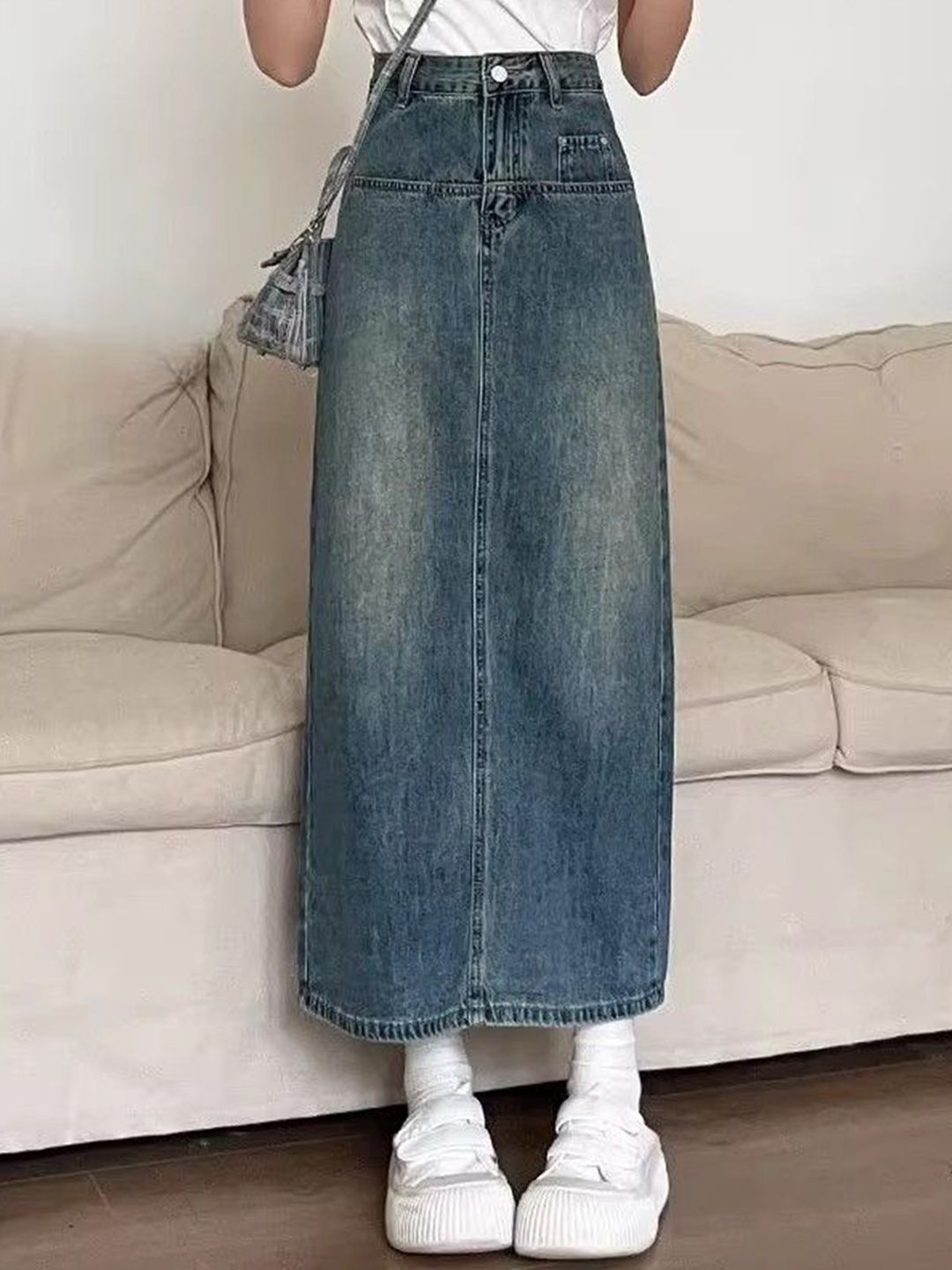 DressBerry Women Denim A-Line Maxi Skirt