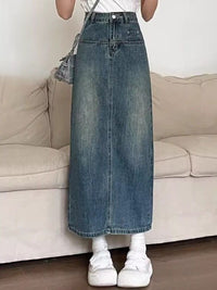 DressBerry Women Denim A-Line Maxi Skirt