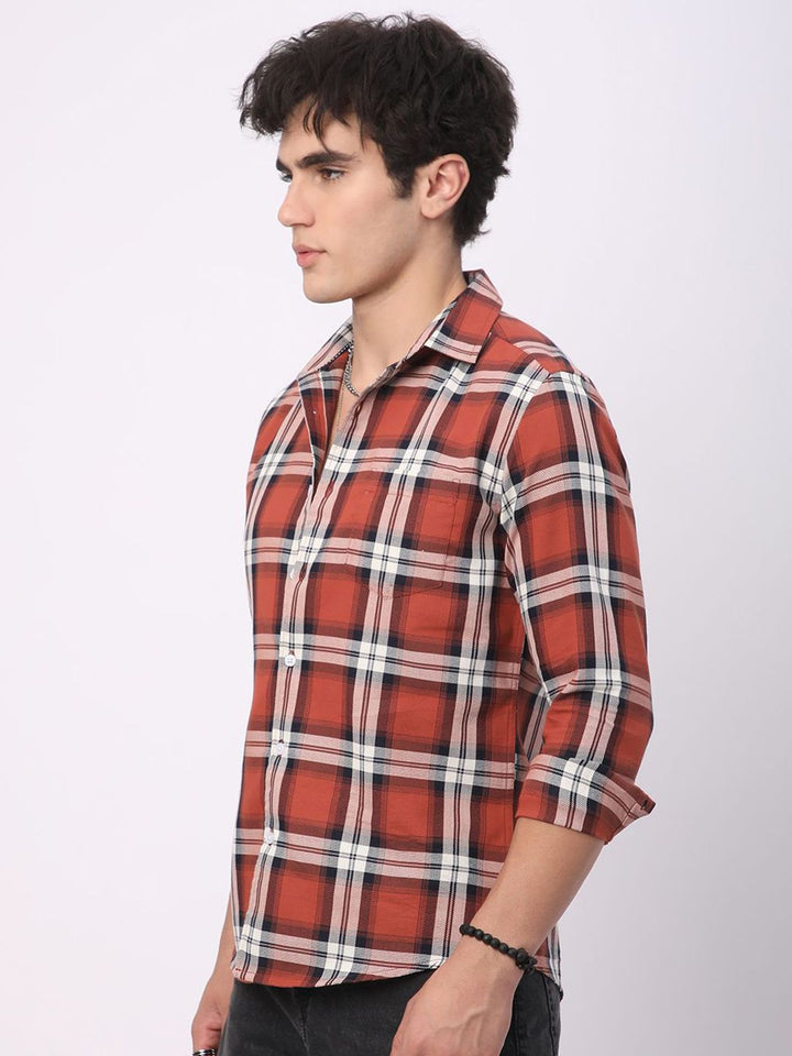 VASTRADO Men Classic Slim Fit Opaque Checked Casual Shirt