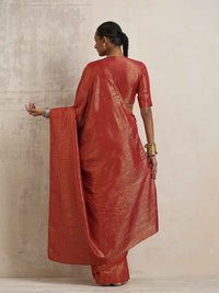 Truebrowns Maroon Gold Lurex Sedia Pakai Saree