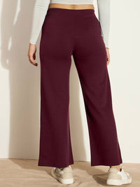 SASSAFRAS Women Wide Leg Solid Cotton Track Pants