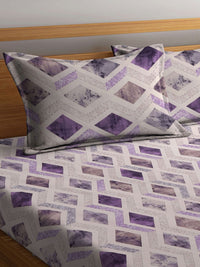 Myntra Elegant Homes White Geometric Pure Cotton 400 TC King Superfine Bedsheet dengan 2 Sarung Bantal-98 x 89 inci