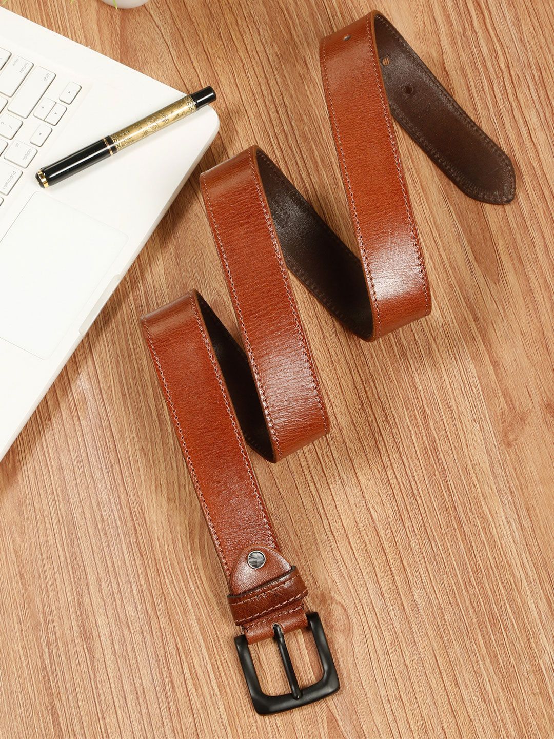 Teakwood Leathers Men Textured Leather Belt
