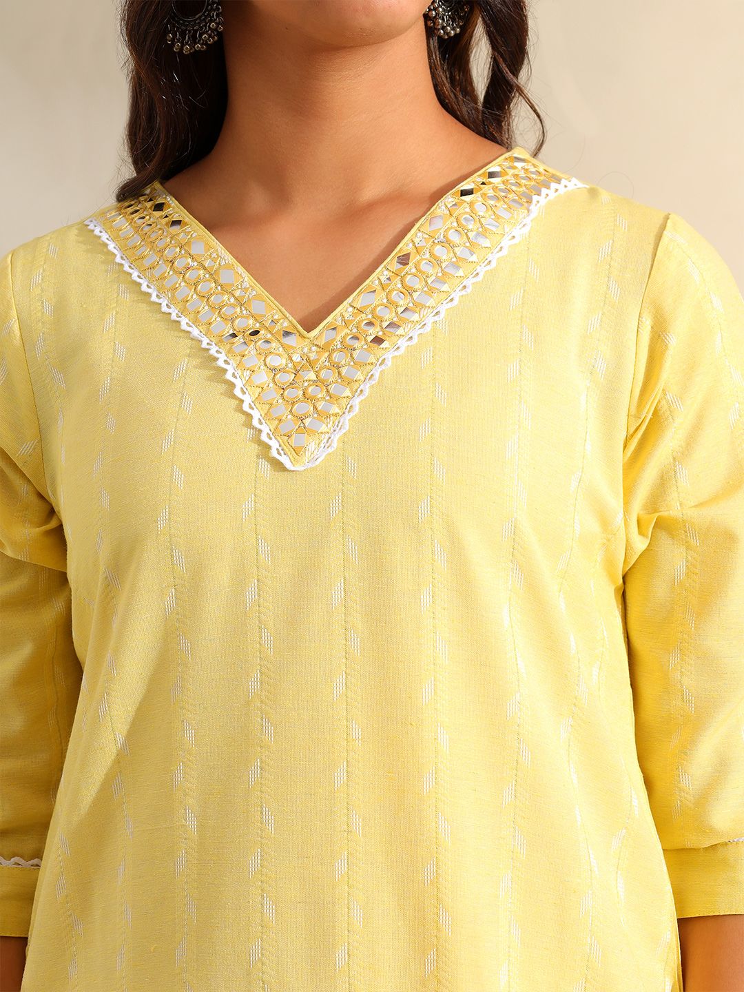 Motif Etnik Wanita Mamicha Cermin Biasa Berfungsi Kurta Kapas Tulen dengan Seluar