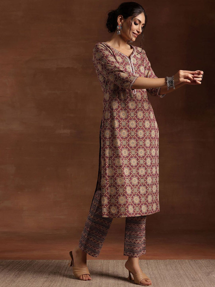 Libas Printed Regular Gotta Patti Pure Cotton Straight Kurta with Trousers & Dupatta