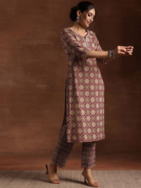 Libas Printed Regular Gotta Patti Pure Cotton Straight Kurta with Trousers & Dupatta