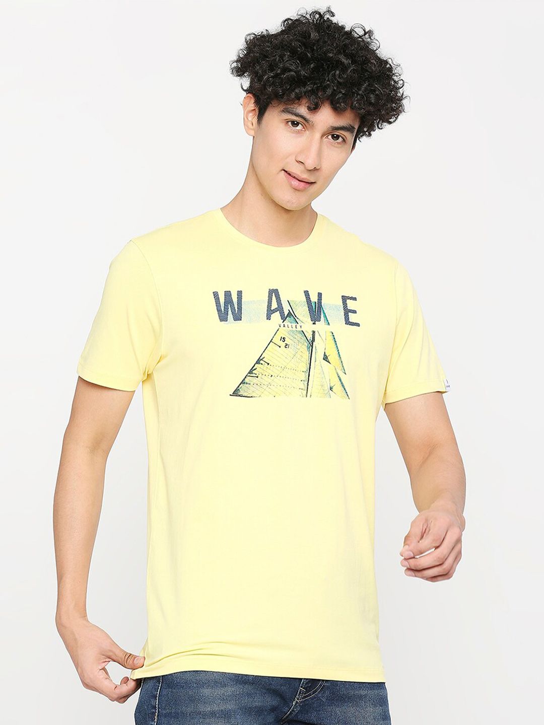 SPYKAR Typography Printed Cotton Slim Fit T-shirt