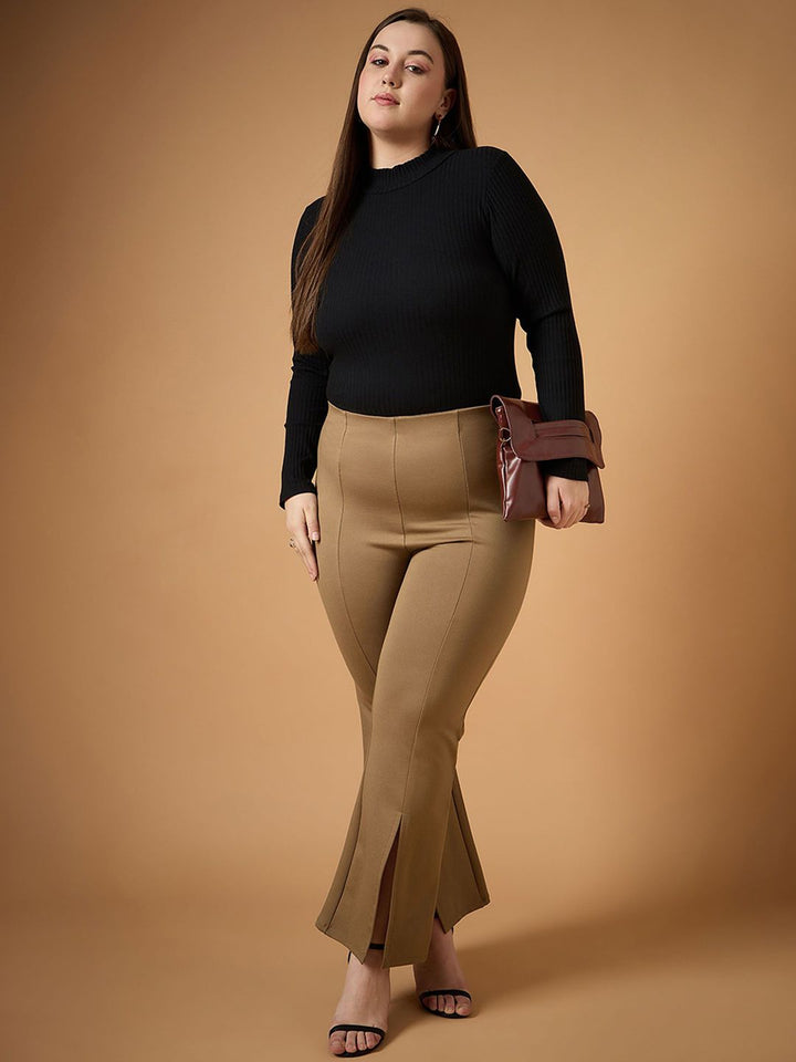 SASSAFRAS Curve Women Comfort Slim Fit High-Rise Trousers