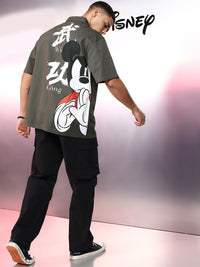 Highlander Disney Men Grey Mickey Printed Oversized Casual Shirt
