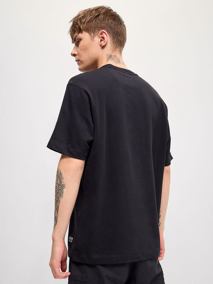 THE BEAR HOUSE Men Typography Printed Round Neck Pure Cotton Oversized T-Shirt