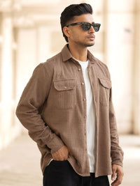 Powerlook Men Spread Collar Textured Cotton Casual Shirt