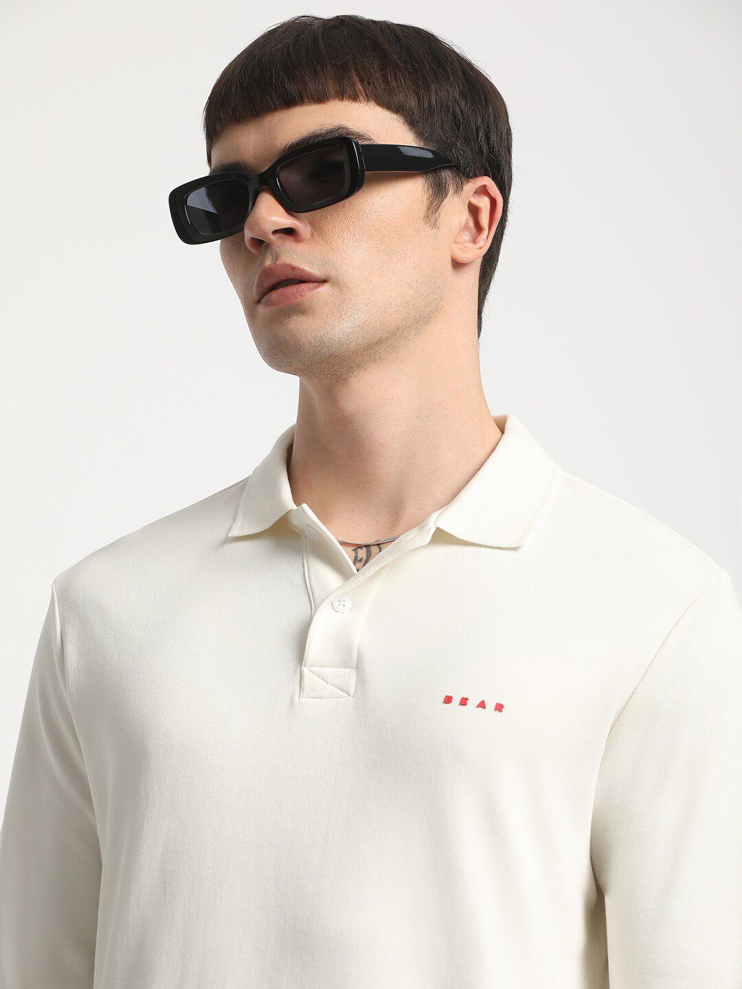 THE BEAR HOUSE Polo Collar Slim Fit Pure Cotton T-shirt